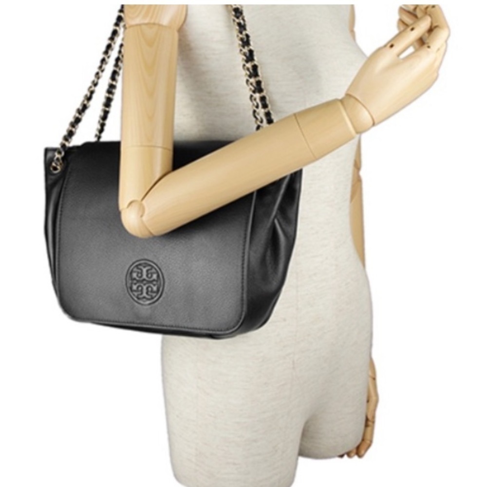 Tory Burch Black Leather Chain Strap Crossbody Bag